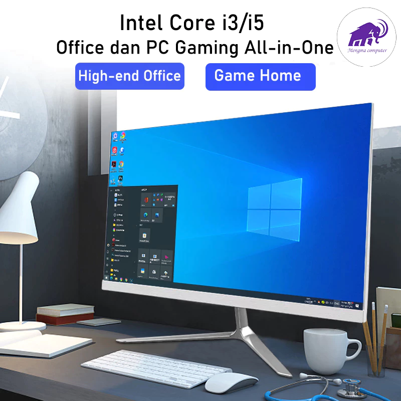 MA Komputer Full PC All-in-One Baru Terbaru HD Super Tipis Intel Core i3/i5/i7 Untuk Rumah, Belajar, Kantor, Gaming dan Hiburan - 19/22/24/27 Inch Curve Gratis Keyboard dan Mouse!