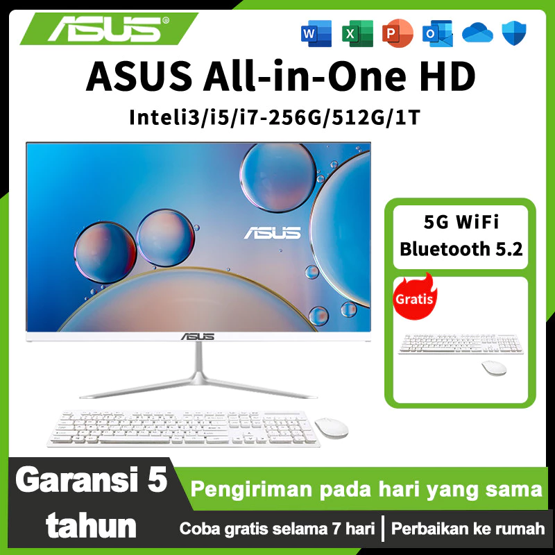 ASUS Komputer Full PC All-in-One Baru Terbaru HD Super Tipis Intel Core i3/i5/i7 Untuk Rumah All-in-One PC