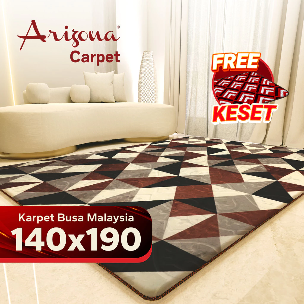 [140x190cm] Cosmo Love Karpet Busa Malaysia Arizona Motif Minimalis